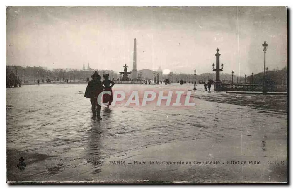 PARIS — Place de la Concorde bei Dämmerung — Regenwirkung — C. L. C. - Vorderseite