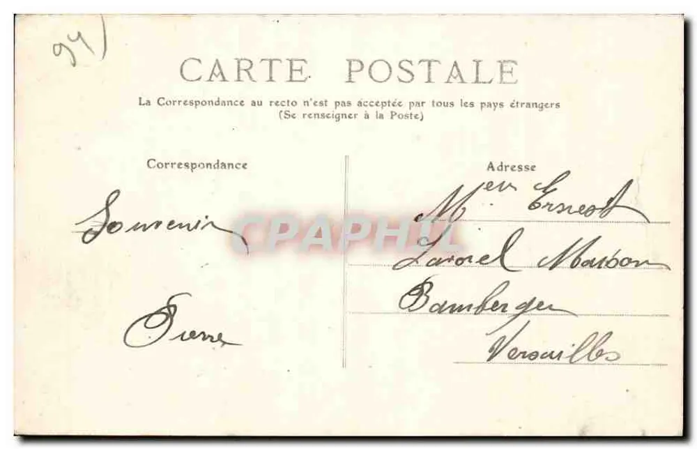 Vincennes — Castelo — Porta do Bois — Coleção F. F. Eusty - Verso