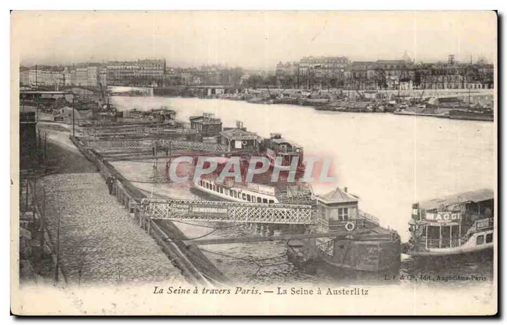 A Seine através de Paris — A Seine em Austerlitz — L. I. & Cie, editora, Augoualême-Paris - Frente