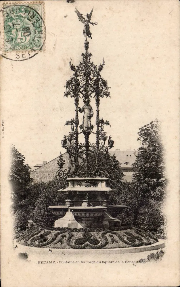 Fécamp — Fontaine en fer forgé du Square de la Bénédictine — E. L. Di, Paris - Vorderseite