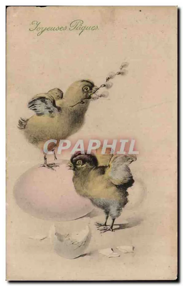 Zwei Küken auf einem Ei — Frohe Ostern — P.T.L. (Cir de Vienne) Nr. 287 - Vorderseite
