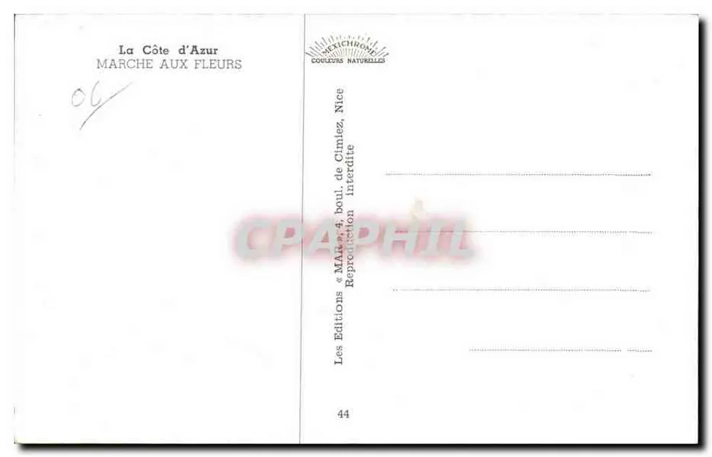 Mercado de flores — Nice — Éditions Sékichrome - Verso