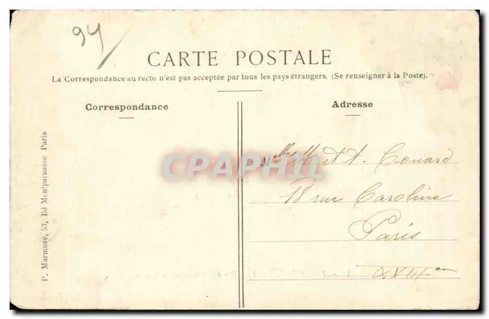 Joinville-le-Pont — Boulevard de la Marne — P. Marmuse, 53, bd Montparnasse, Paris - Verso
