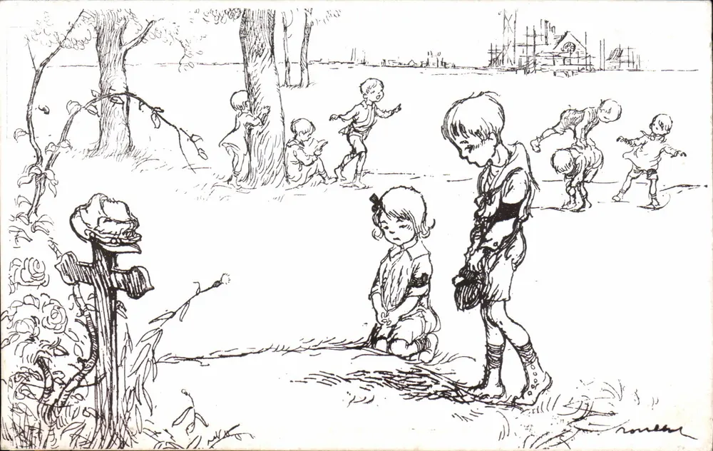 Kinder, die im Park spielen — Orphelinat des Armées — Verlag: Orphelinat des Armées, Nr. 18 - Vorderseite