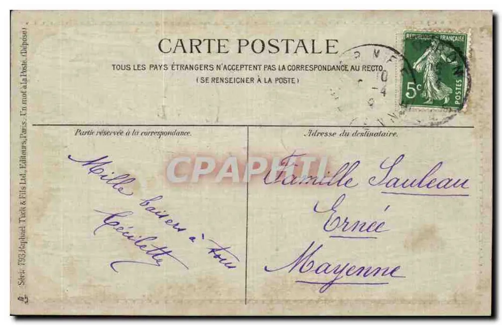 Cesto de ovos de Páscoa — editor Moïlle & Fils, Paris — série 735 - Verso