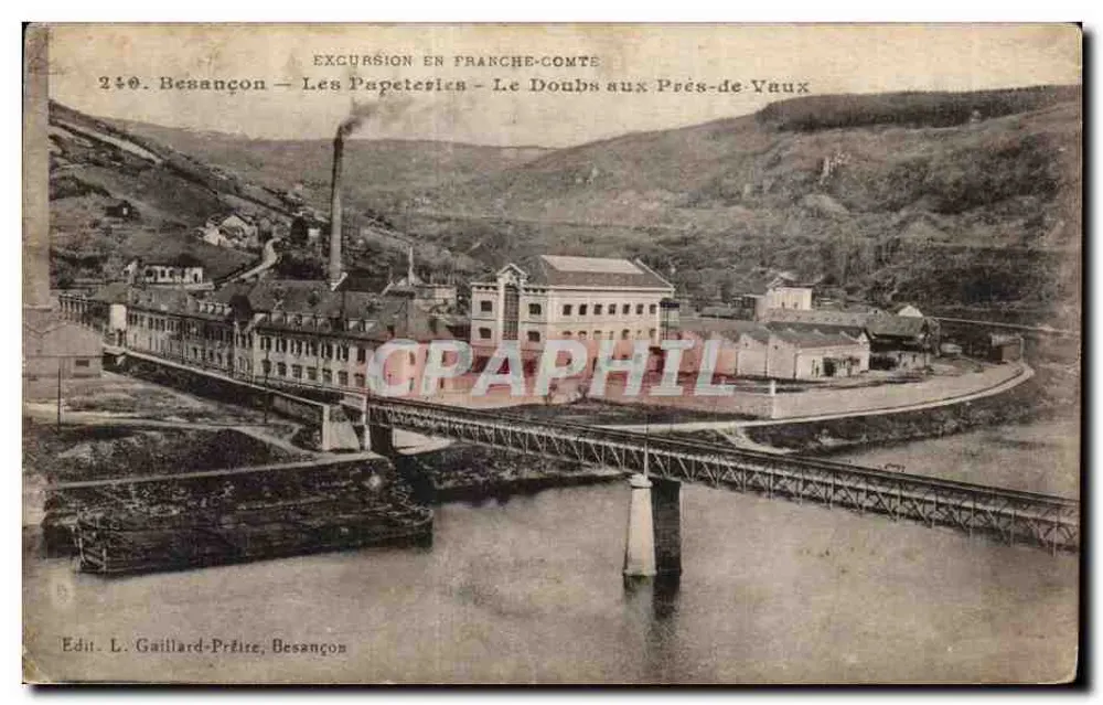 Die Papiermühlen — Der Doubs bei Prés-de-Vaux — Besançon — Verlag L. Gaillard-Prêtre, Besançon - Vorderseite