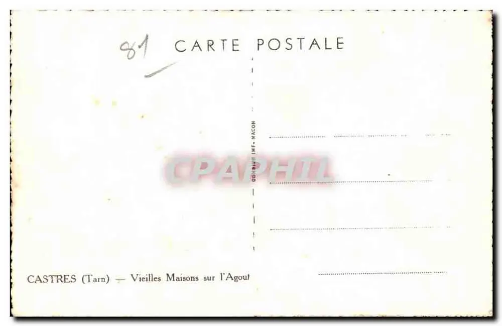 Castres (Tarn) — Alte Häuser am Agout — Verleger Macor - Rückseite