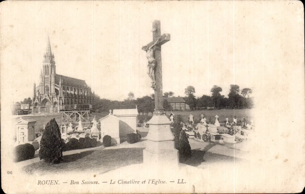 Rouen - Bon Secours - Der Friedhof und die Kirche — LL. — N° 96 - Vorderseite