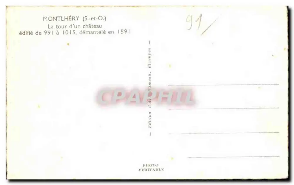 Montlhéry (S.-et-O.) — A torre de um castelo — Edição d'Art-Rameau, Exemplos - Verso
