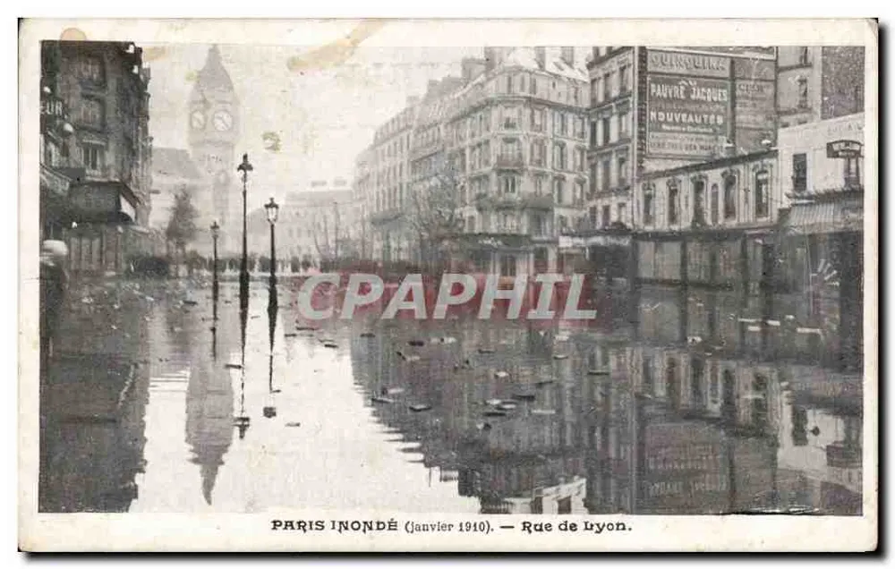 París inundado (enero 1940) — Rue de Lyon — editor no identificado - Anverso