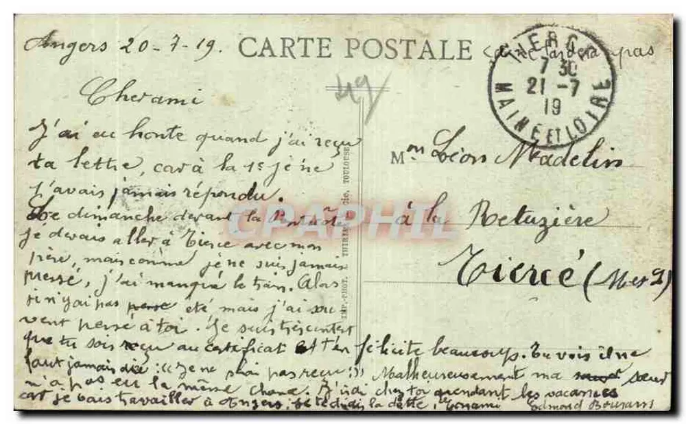 Angers — Hogere Primair School « Chevrollier » — L. V., fot. - Achterkant