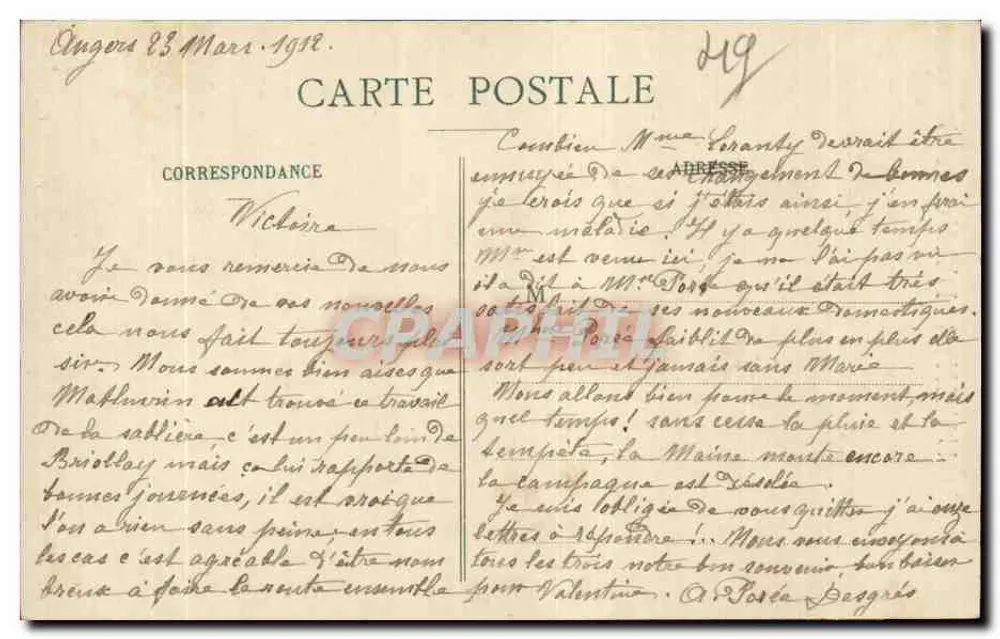 Angers — Erinnerung an Angers — Allgemeine Ansicht — L. V., Phot. - Rückseite
