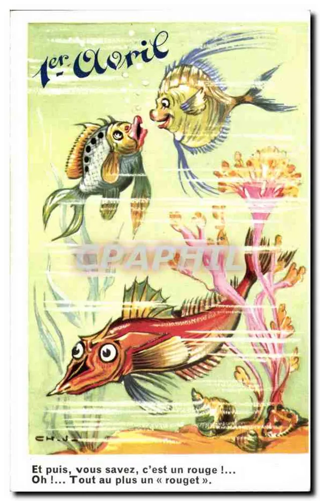 Drei unter Wasser befindliche Fische — 1. April — Verlag G. Picard, Paris - Vorderseite