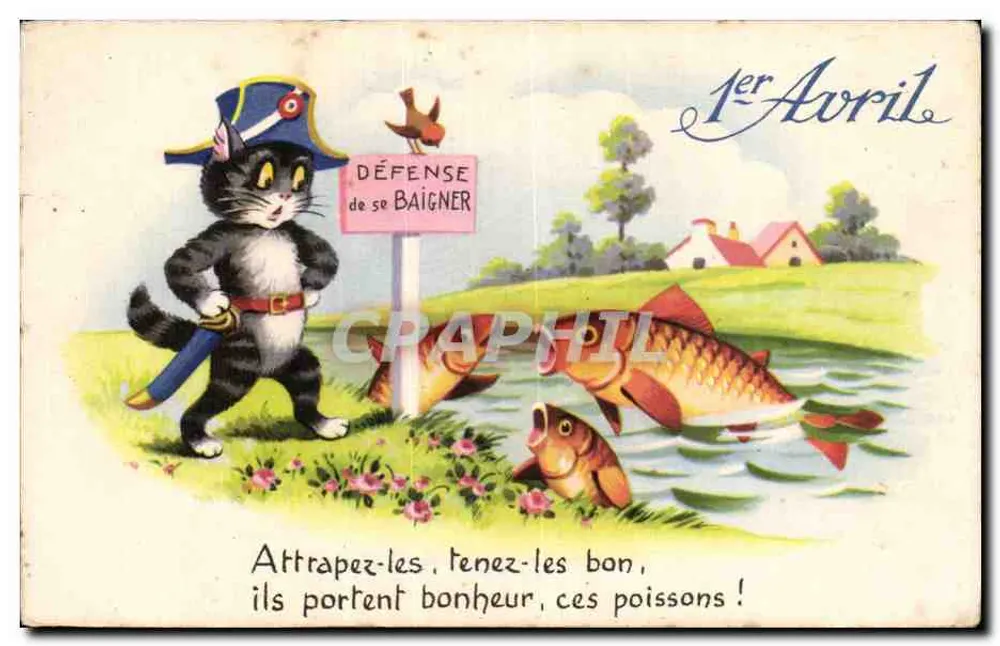 Eine Katze im Uniform — Aprilscherz — Éditions Univers, Paris, Nr. 110 - Vorderseite