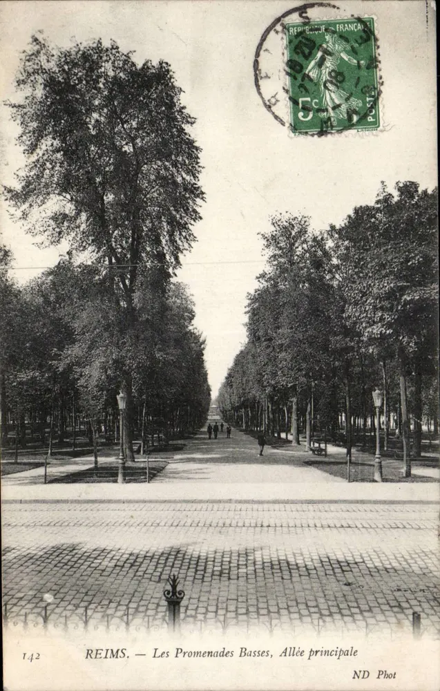 Reims — Les Promenades Basses, Hauptstraße — ND Phot, n°142 - Vorderseite