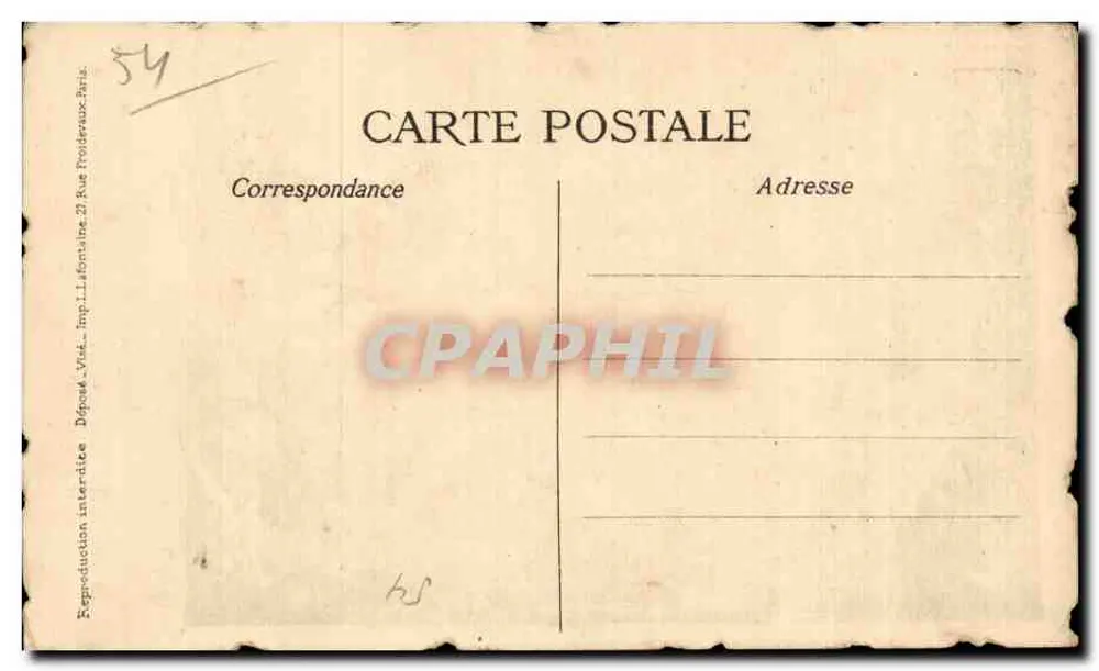Leanéville — Tratado assinado por Napoleão e a Áustria — Reprodução proibida, Imp. L. Labontaine, 21 Rue Froidevaux, Paris - Verso