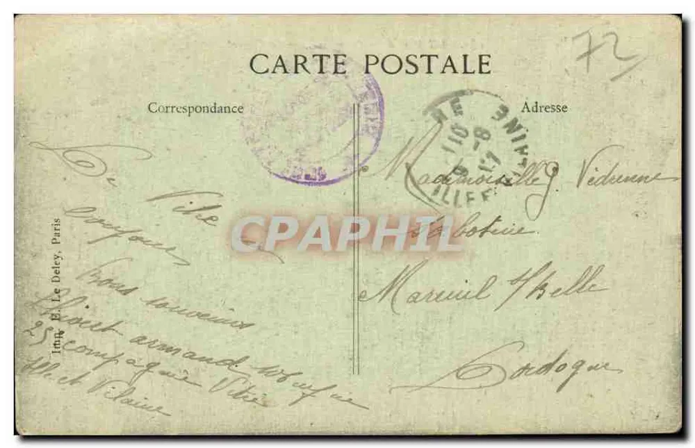 Le Mans — Panorama tirado do Túnel — Editor E. Deley, n° 138 - Verso