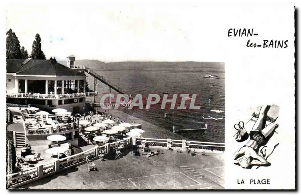 Evian-les-Bains — A Praia — Editor Grapahil, n°44 - Frente