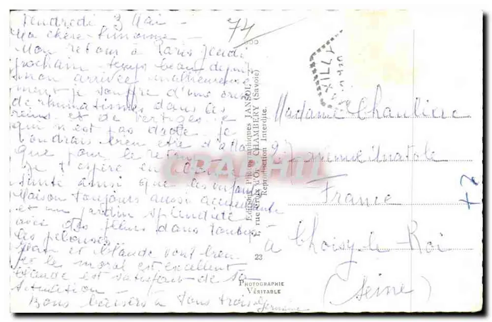 Evian-les-Bains — A Praia — Editor Grapahil, n°44 - Verso