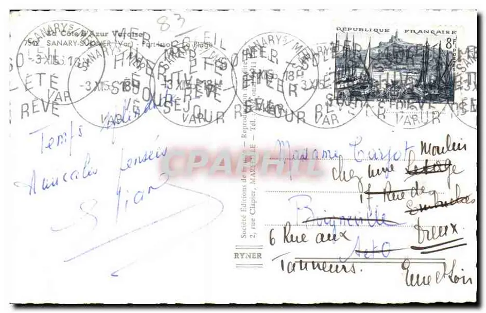 सैनारी-सर-मर के तट — एक प्रोमोन्टोरी से देखा गया — एडिशन्स डी ला ग्राफिए - पीछे