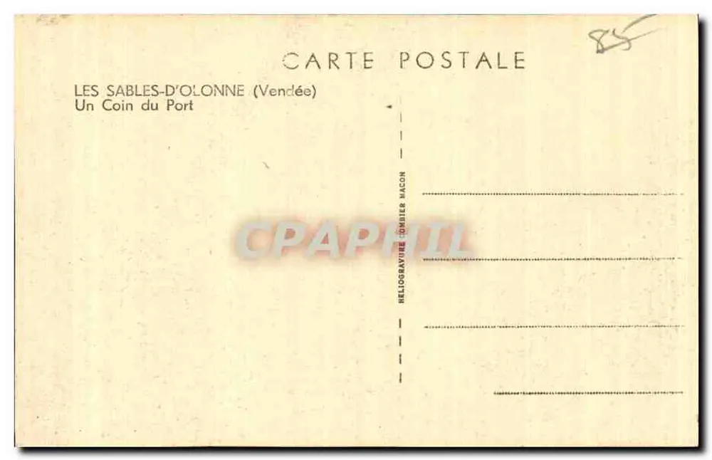 Les Sables-d'Olonne (Vendée) — Um Canto do Porto — Hellogravure Haccon - Verso