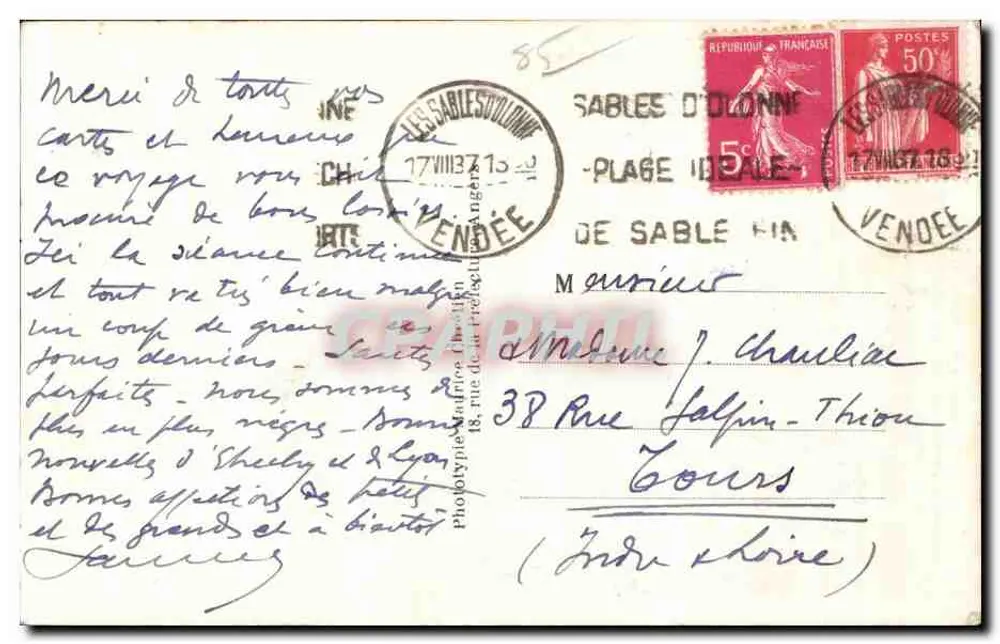 Les Sables-d'Olonne — As Sablaisas nos Rochos perto do Farol — L.V. fot. n°571 - Verso