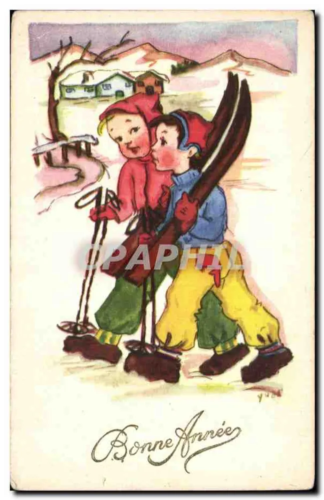 Zwei Kinder in Skikleidung — Winterlandschaft — Charme 922 - Vorderseite