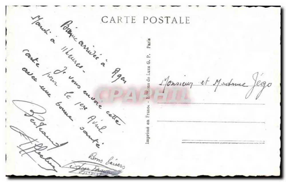 Aprilfisch — Aprilglück — Éditions de Luxe G. P. n° 216 - Rückseite