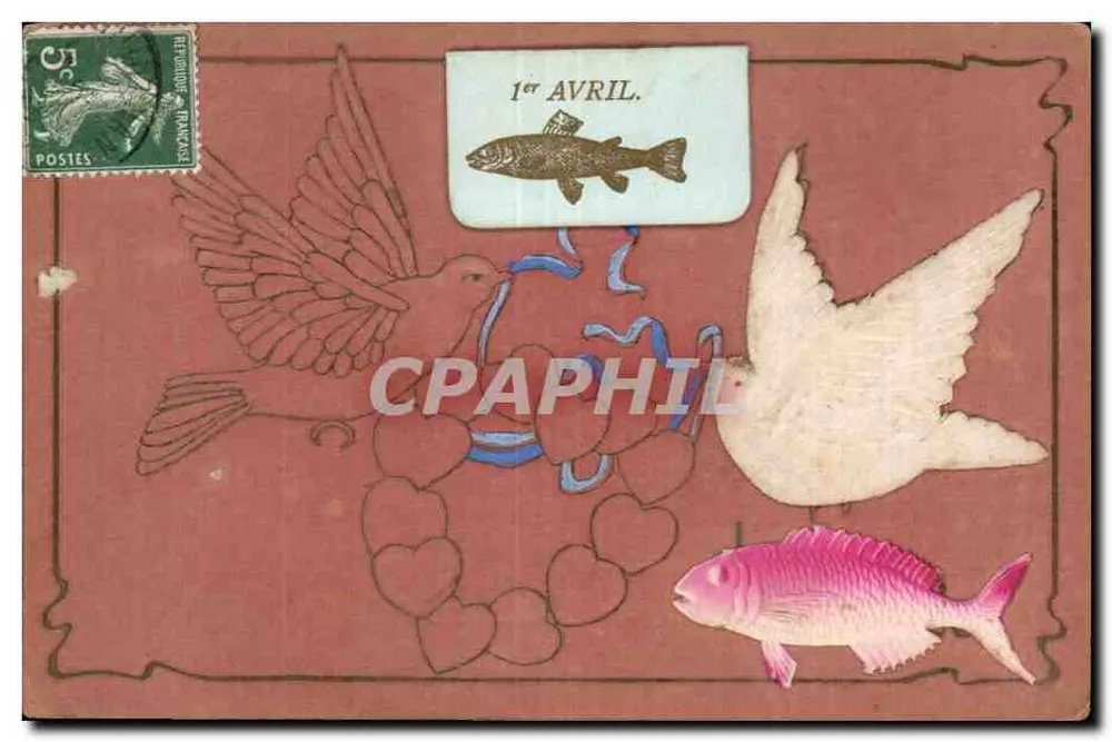 Fische und Tauben — 1. APRIL. — Unbekannter Verleger, Seriennummer nicht sichtbar - Vorderseite
