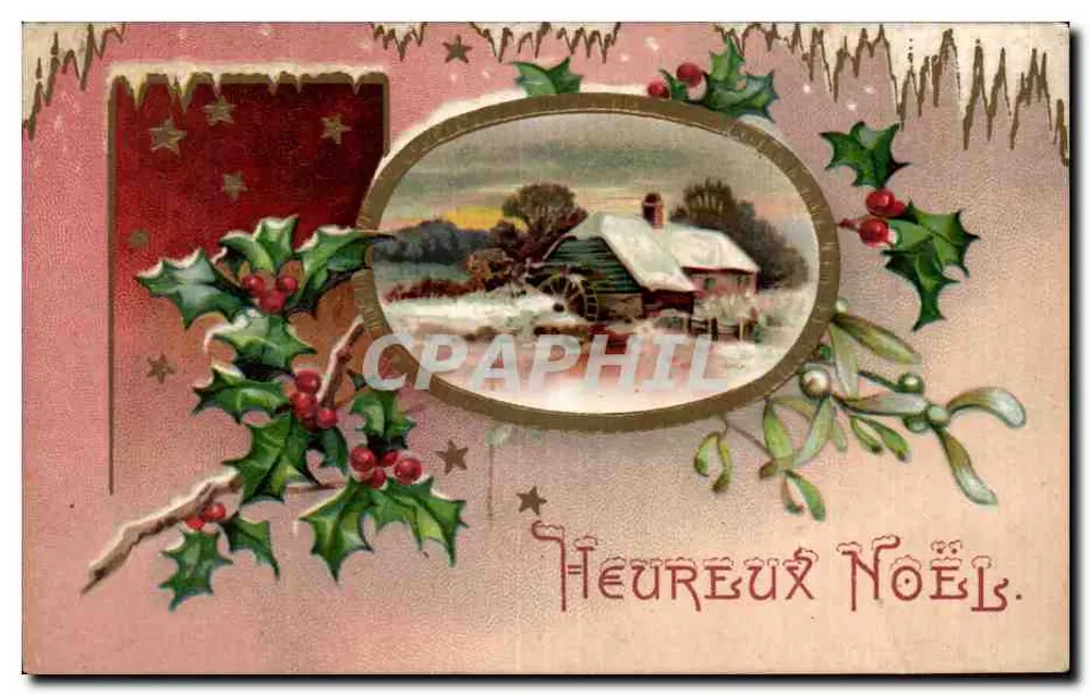 Weihnachten — winterlicher Landschaft mit Bauernhof — Cartolina Postale - Vorderseite