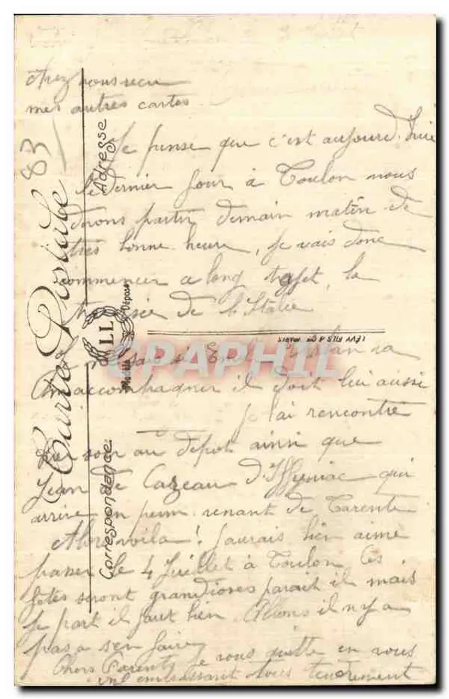 Toulon — O Quai Cronstadt — LL. n°104 - Verso