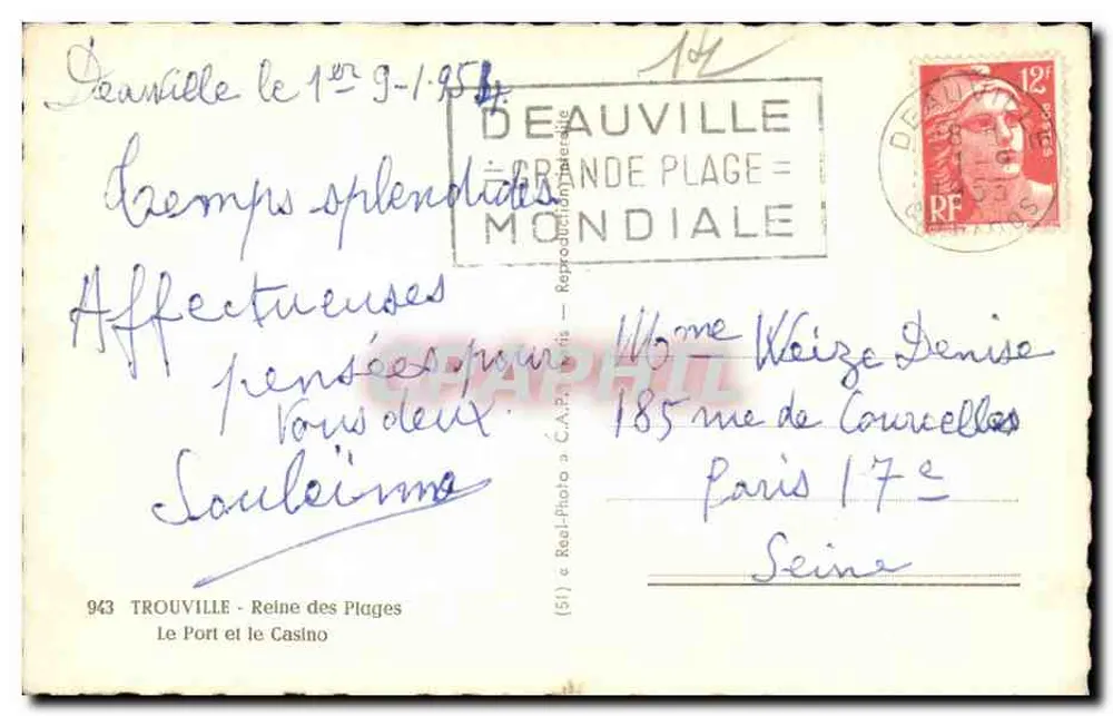 TROUVILLE - O Porto e o Casino — C.A.P. — n°943 - Verso