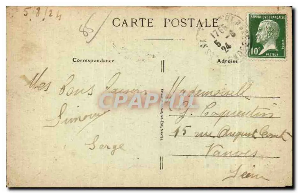 Les Sables-d'Olonne — Schleppen auf der Passerelle des Piles — unbekannter Verleger, Nr. 61 - Rückseite