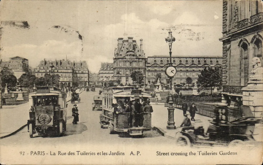 Paris - Ansicht der Rue des Tuileries und der Gärten — A.P. — Nr. 92 - Vorderseite
