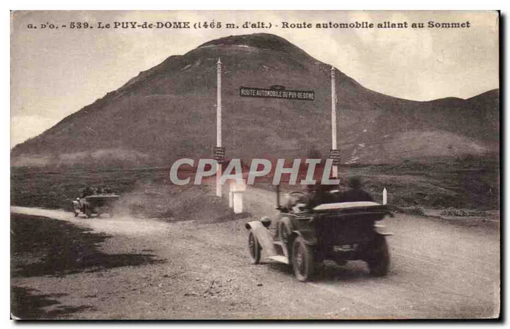 Le Puy-de-Dôme (1465 m. alt.) — Automobilstraße zum Gipfel — J. Gouttefangeas, Verlag (P.-de-D.) - Vorderseite