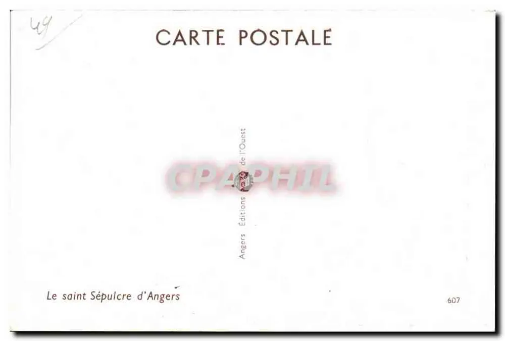 O Santo Sepulcro de Angers — editor Angers Éditions de l'Ouest, n° 607 - Verso