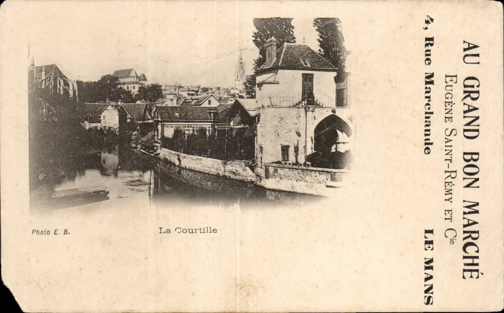 La Courtille — Ansicht des Kanals und der Brücke — Photo E.B. — Verlag Eugène Saint-Rémy et Cie, Le Mans - Vorderseite