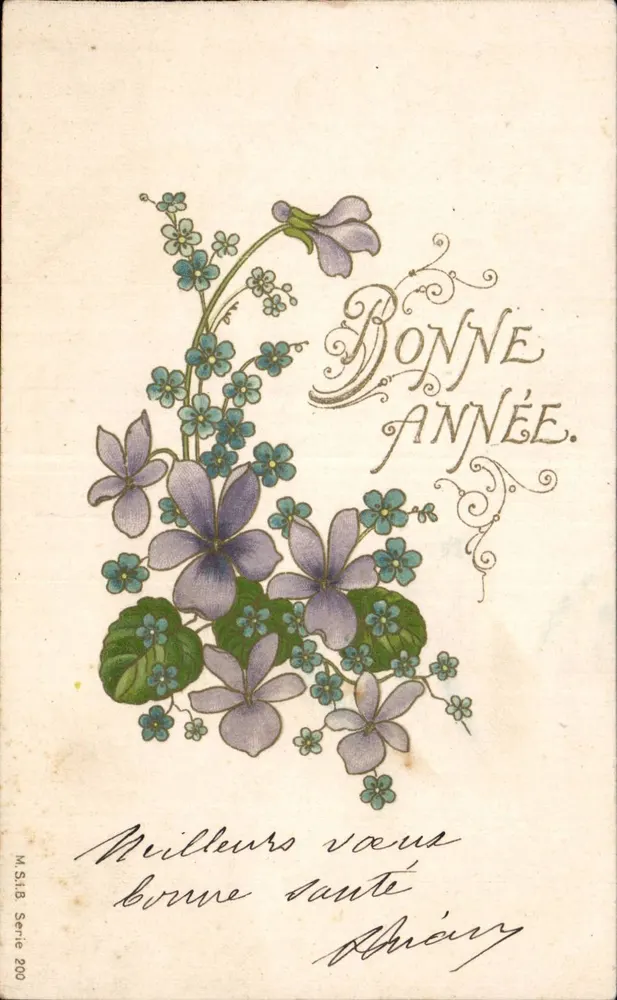 Flores de violeta — Boa Ano — M.S.I.B. Série 200 - Frente