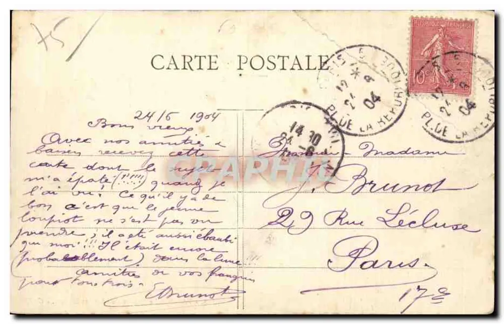Paris - O Square dos Arts et Métiers — G. I. n° 180 - Verso