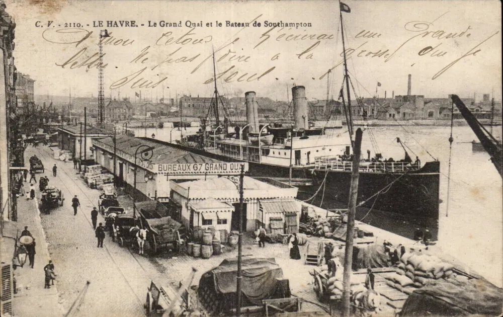 Le Havre - Der Große Kai und das Dampfschiff Southampton — C.V. - 2110 - Vorderseite