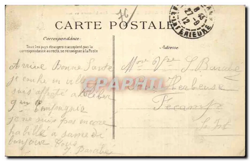 Sainte-Adresse — Blick aus einem Kilometer Entfernung zur See — Verleger C.F.D. Nr. 309 - Rückseite
