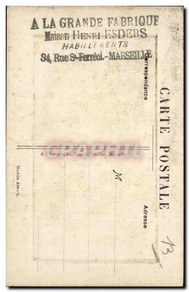 Marselha — A Catedral — Editor não identificado, n° de série 2 - Verso