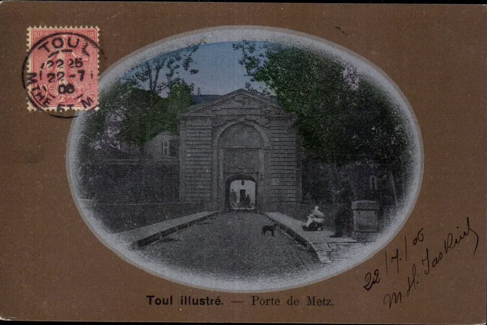 Toul ilustrado — Porta de Metz — Edição Poirat em Toul - Frente