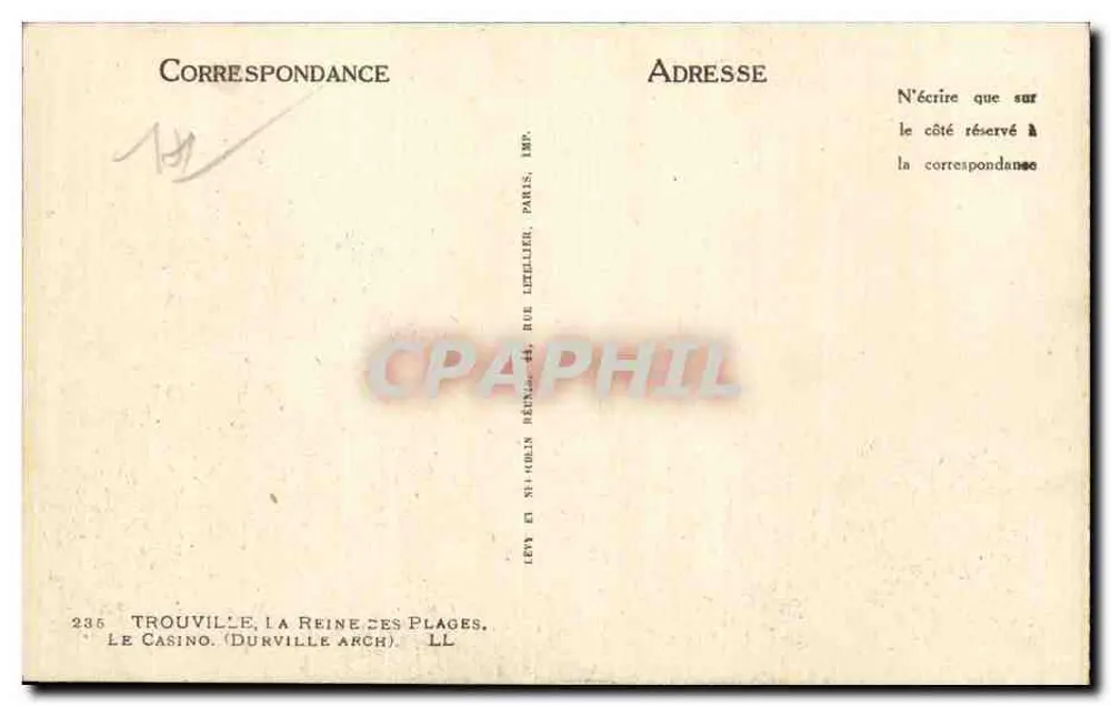 Trouville, die Königin der Strände — Das Casino — Verlag Levy, Nr. 236 - Rückseite