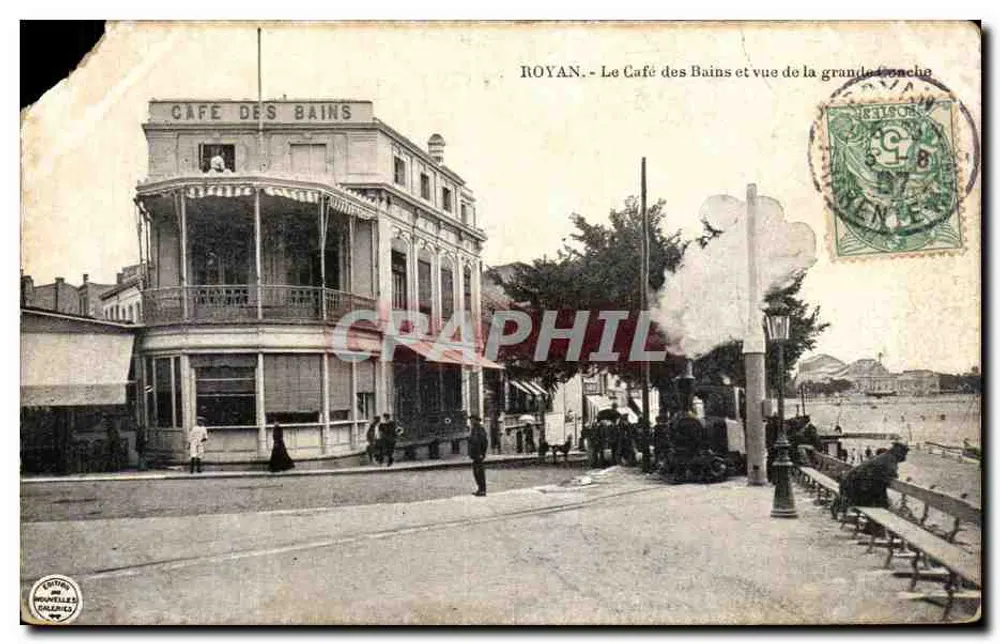 Royan - O Café dos Banhos e vista da grande Praia - Frente