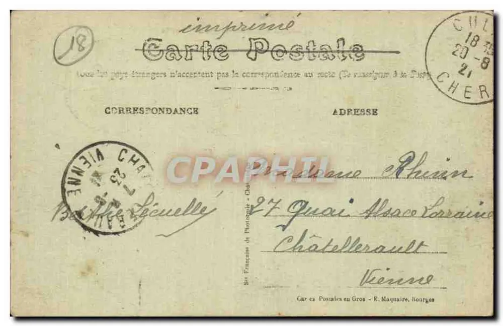 Culan (Cher) — Os rochedos de Chatelus — Editor R. Maquaire, n°23 - Verso