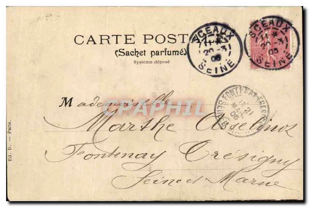 La Violette — poème et bouquet — Ed. D. Paris, n° 09 - Verso