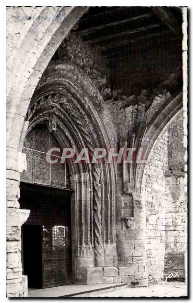 Belvès (Dordogne) — El Portal de la iglesia — Foto H. Lox (Dordogne) - Anverso