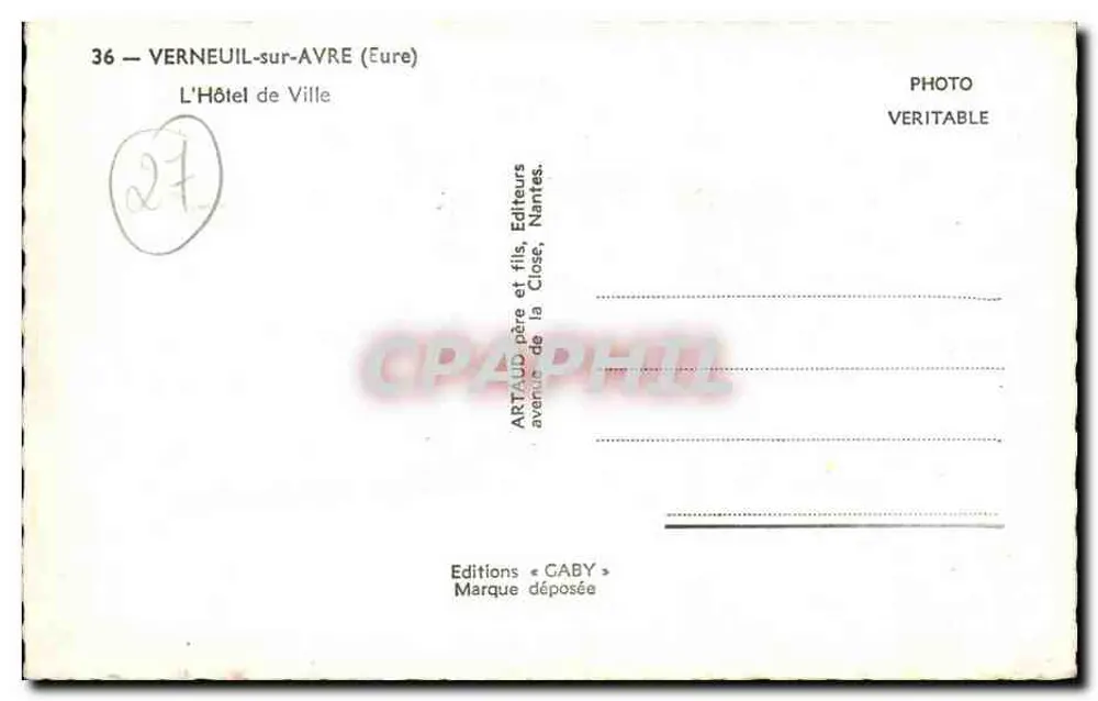 Verneuil-sur-Avre (Eure) — Das Rathaus — Editions Gaby - Rückseite