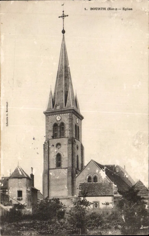 Bourth (Eure) — Église avec son clocher à flèche - Frente